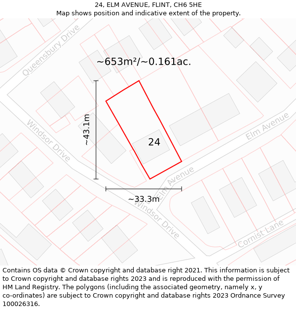 24, ELM AVENUE, FLINT, CH6 5HE: Plot and title map