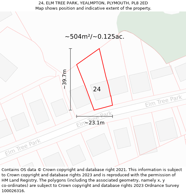 24, ELM TREE PARK, YEALMPTON, PLYMOUTH, PL8 2ED: Plot and title map