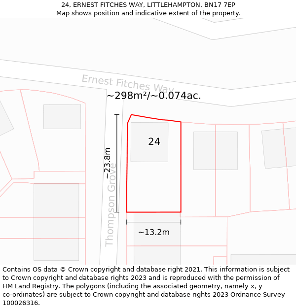 24, ERNEST FITCHES WAY, LITTLEHAMPTON, BN17 7EP: Plot and title map