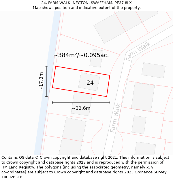 24, FARM WALK, NECTON, SWAFFHAM, PE37 8LX: Plot and title map