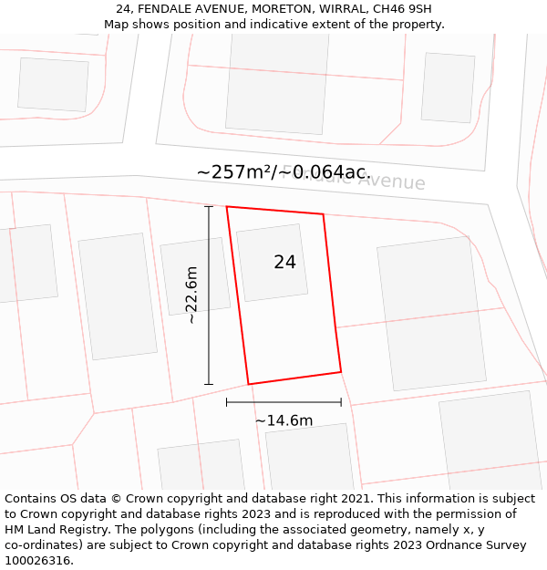 24, FENDALE AVENUE, MORETON, WIRRAL, CH46 9SH: Plot and title map