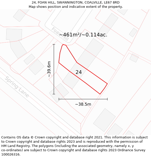 24, FOAN HILL, SWANNINGTON, COALVILLE, LE67 8RD: Plot and title map