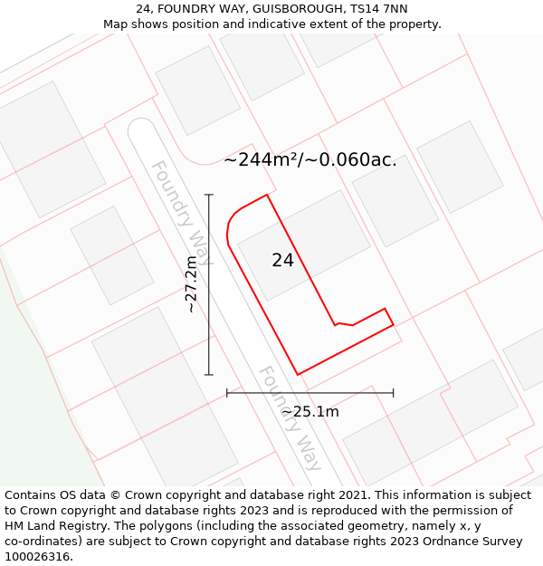 24, FOUNDRY WAY, GUISBOROUGH, TS14 7NN: Plot and title map