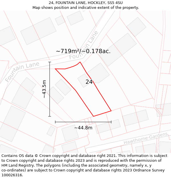 24, FOUNTAIN LANE, HOCKLEY, SS5 4SU: Plot and title map