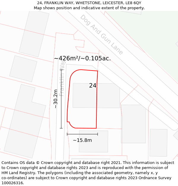 24, FRANKLIN WAY, WHETSTONE, LEICESTER, LE8 6QY: Plot and title map