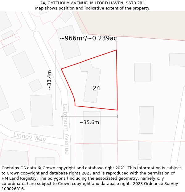 24, GATEHOLM AVENUE, MILFORD HAVEN, SA73 2RL: Plot and title map