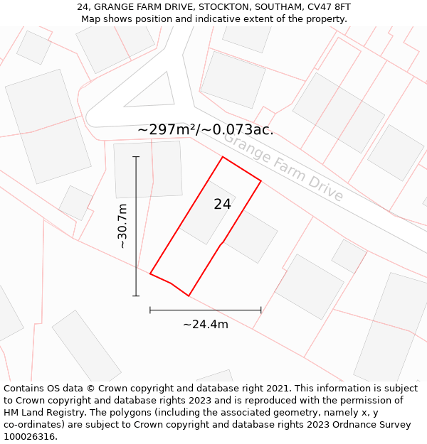 24, GRANGE FARM DRIVE, STOCKTON, SOUTHAM, CV47 8FT: Plot and title map