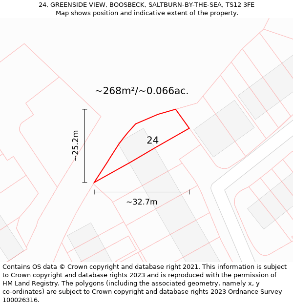 24, GREENSIDE VIEW, BOOSBECK, SALTBURN-BY-THE-SEA, TS12 3FE: Plot and title map