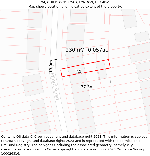 24, GUILDFORD ROAD, LONDON, E17 4DZ: Plot and title map