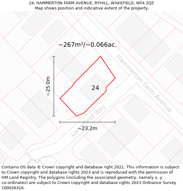 24, HAMMERTON FARM AVENUE, RYHILL, WAKEFIELD, WF4 2QZ: Plot and title map