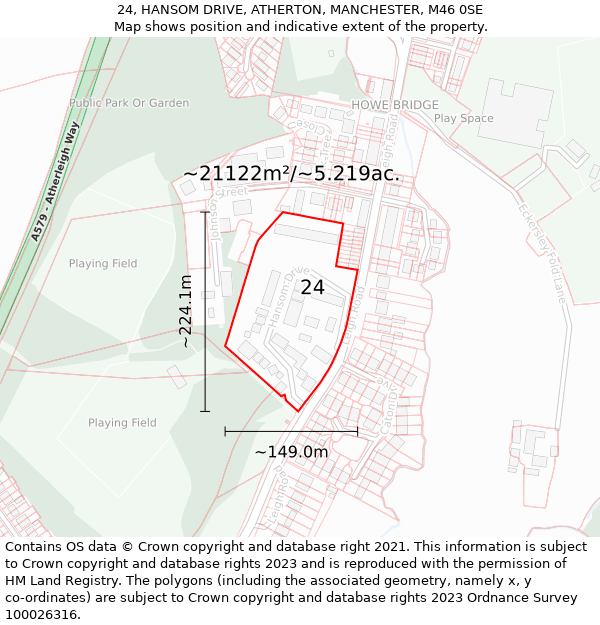 24, HANSOM DRIVE, ATHERTON, MANCHESTER, M46 0SE: Plot and title map