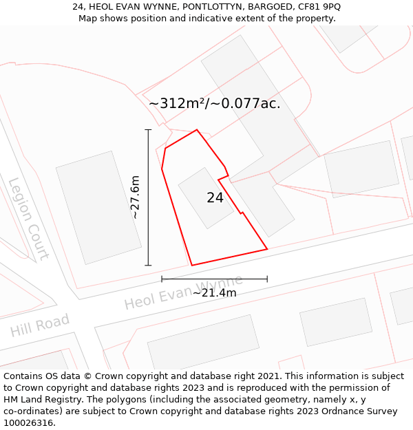 24, HEOL EVAN WYNNE, PONTLOTTYN, BARGOED, CF81 9PQ: Plot and title map