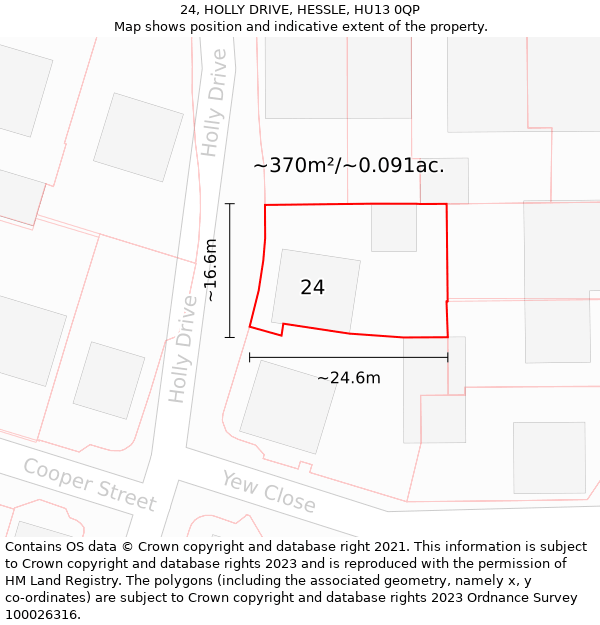 24, HOLLY DRIVE, HESSLE, HU13 0QP: Plot and title map