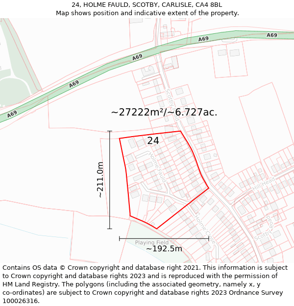 24, HOLME FAULD, SCOTBY, CARLISLE, CA4 8BL: Plot and title map