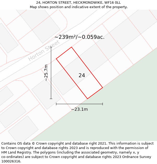 24, HORTON STREET, HECKMONDWIKE, WF16 0LL: Plot and title map