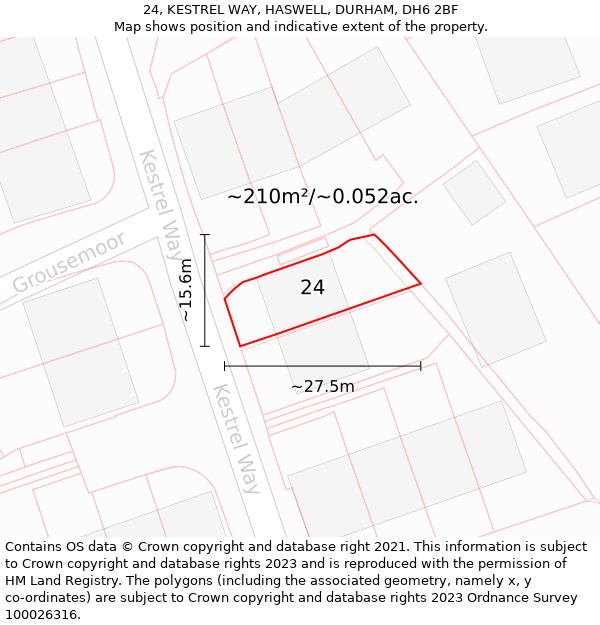 24, KESTREL WAY, HASWELL, DURHAM, DH6 2BF: Plot and title map