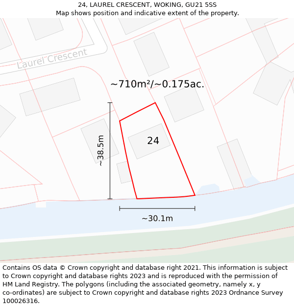 24, LAUREL CRESCENT, WOKING, GU21 5SS: Plot and title map