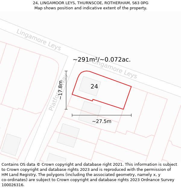 24, LINGAMOOR LEYS, THURNSCOE, ROTHERHAM, S63 0PG: Plot and title map