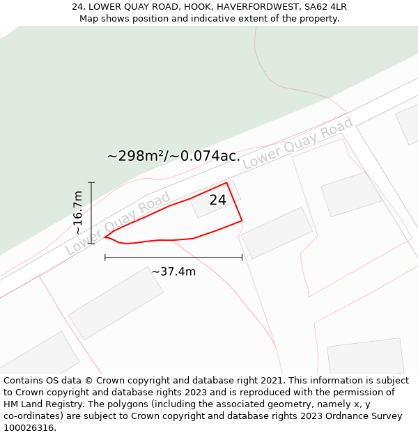 24, LOWER QUAY ROAD, HOOK, HAVERFORDWEST, SA62 4LR: Plot and title map