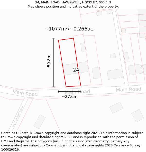 24, MAIN ROAD, HAWKWELL, HOCKLEY, SS5 4JN: Plot and title map
