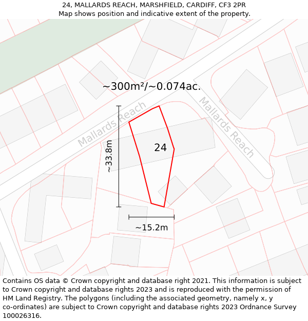 24, MALLARDS REACH, MARSHFIELD, CARDIFF, CF3 2PR: Plot and title map