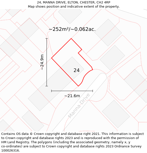 24, MANNA DRIVE, ELTON, CHESTER, CH2 4RP: Plot and title map