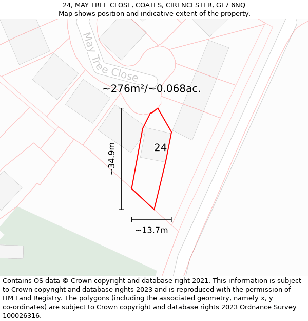 24, MAY TREE CLOSE, COATES, CIRENCESTER, GL7 6NQ: Plot and title map