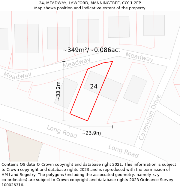 24, MEADWAY, LAWFORD, MANNINGTREE, CO11 2EP: Plot and title map