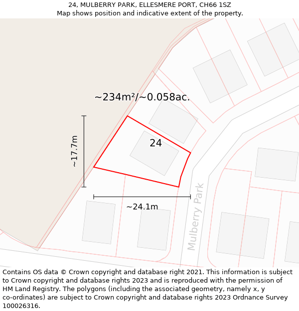 24, MULBERRY PARK, ELLESMERE PORT, CH66 1SZ: Plot and title map