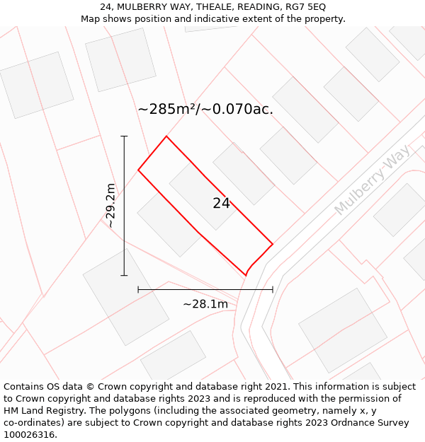 24, MULBERRY WAY, THEALE, READING, RG7 5EQ: Plot and title map