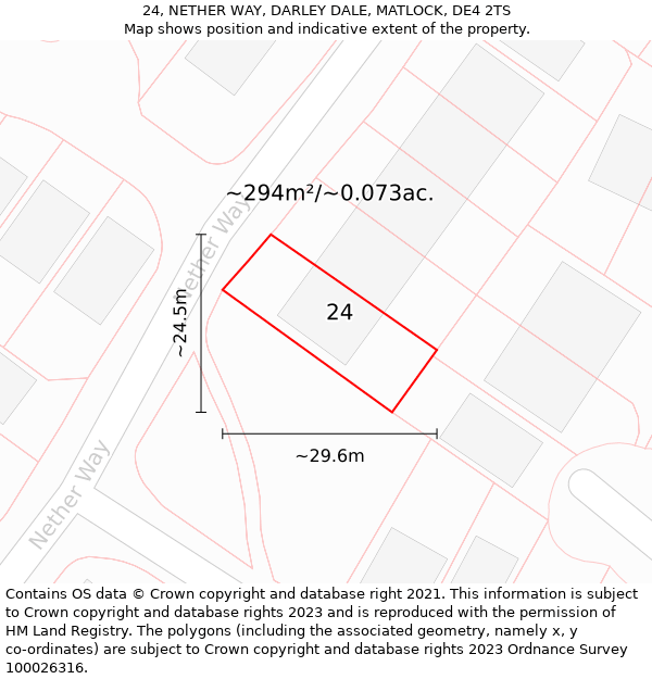 24, NETHER WAY, DARLEY DALE, MATLOCK, DE4 2TS: Plot and title map