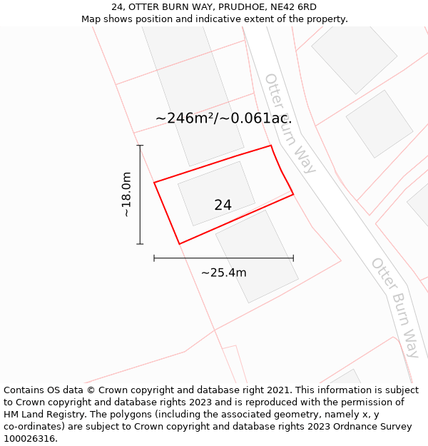 24, OTTER BURN WAY, PRUDHOE, NE42 6RD: Plot and title map