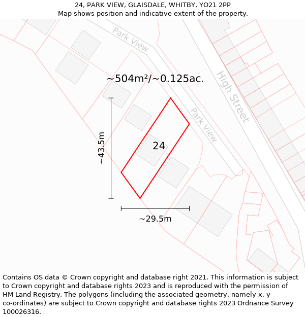 24, PARK VIEW, GLAISDALE, WHITBY, YO21 2PP: Plot and title map