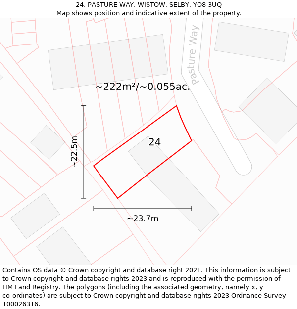 24, PASTURE WAY, WISTOW, SELBY, YO8 3UQ: Plot and title map