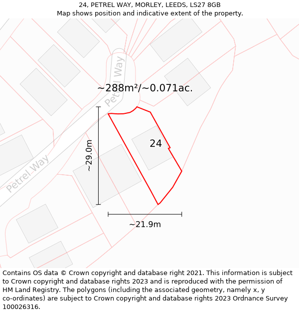 24, PETREL WAY, MORLEY, LEEDS, LS27 8GB: Plot and title map