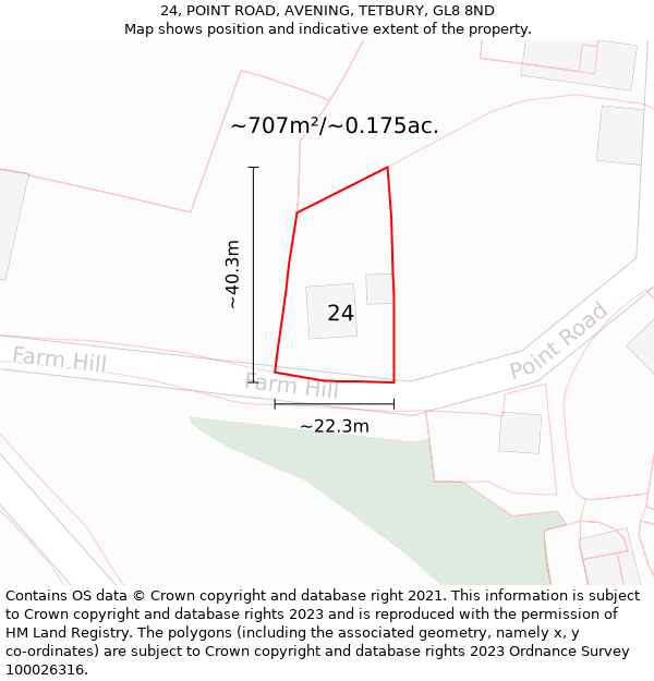 24, POINT ROAD, AVENING, TETBURY, GL8 8ND: Plot and title map