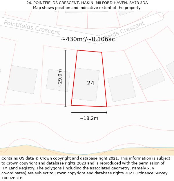 24, POINTFIELDS CRESCENT, HAKIN, MILFORD HAVEN, SA73 3DA: Plot and title map