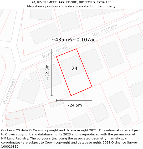 24, RIVERSMEET, APPLEDORE, BIDEFORD, EX39 1RE: Plot and title map