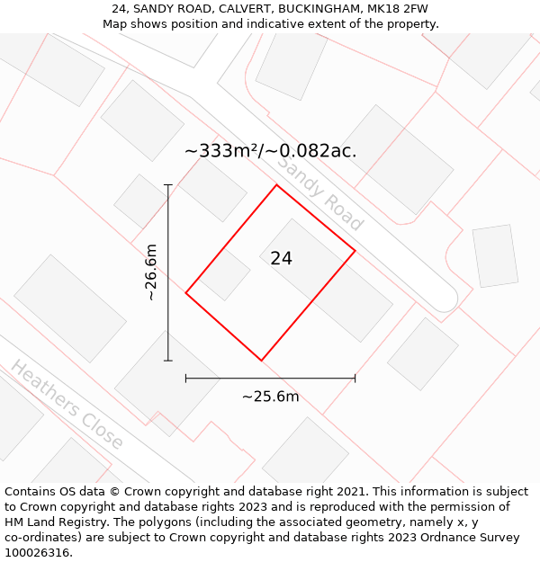 24, SANDY ROAD, CALVERT, BUCKINGHAM, MK18 2FW: Plot and title map