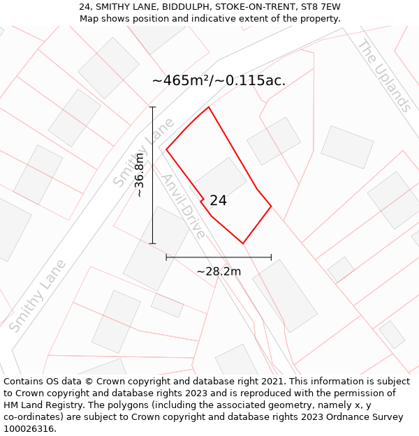 24, SMITHY LANE, BIDDULPH, STOKE-ON-TRENT, ST8 7EW: Plot and title map