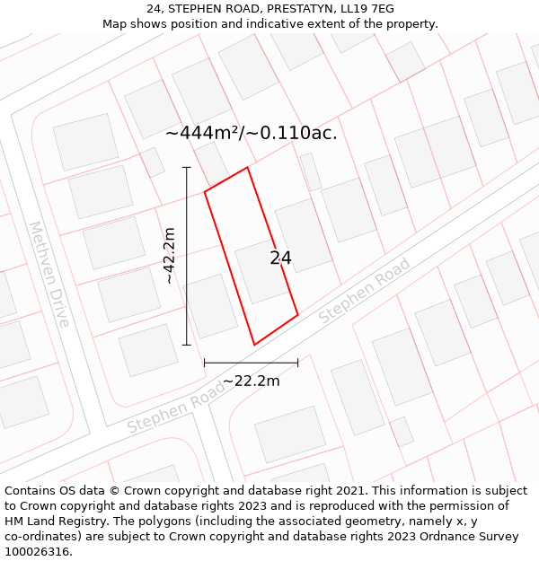 24, STEPHEN ROAD, PRESTATYN, LL19 7EG: Plot and title map