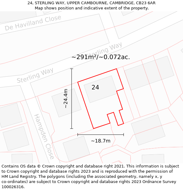 24, STERLING WAY, UPPER CAMBOURNE, CAMBRIDGE, CB23 6AR: Plot and title map