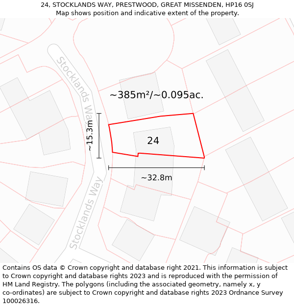 24, STOCKLANDS WAY, PRESTWOOD, GREAT MISSENDEN, HP16 0SJ: Plot and title map