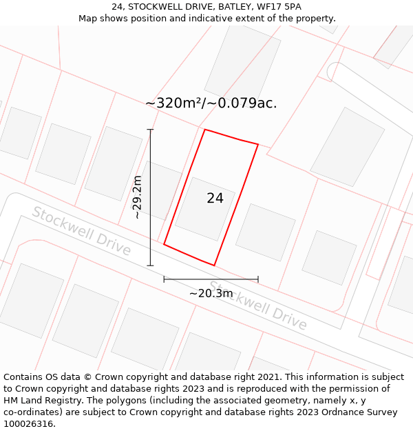 24, STOCKWELL DRIVE, BATLEY, WF17 5PA: Plot and title map