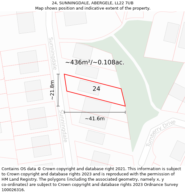 24, SUNNINGDALE, ABERGELE, LL22 7UB: Plot and title map