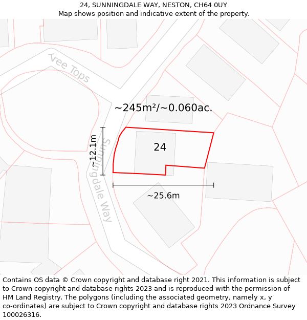 24, SUNNINGDALE WAY, NESTON, CH64 0UY: Plot and title map