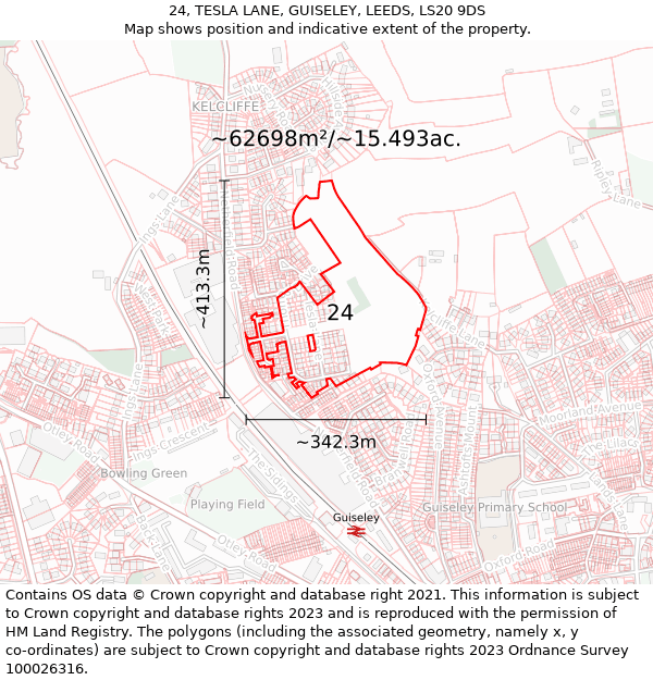 24, TESLA LANE, GUISELEY, LEEDS, LS20 9DS: Plot and title map