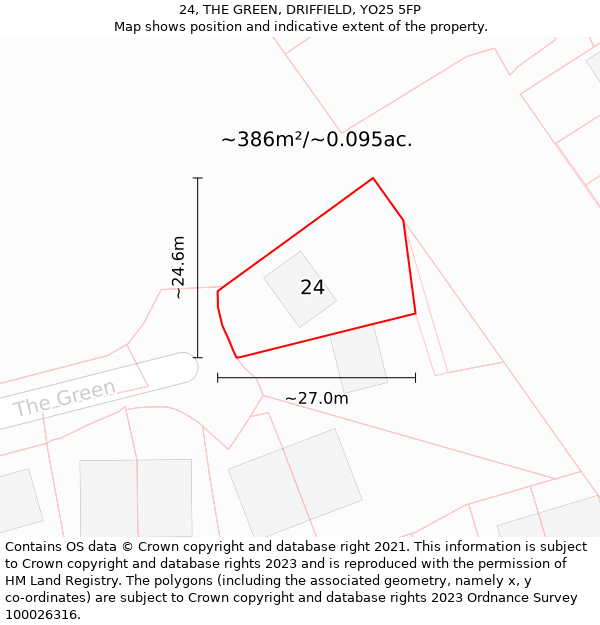 24, THE GREEN, DRIFFIELD, YO25 5FP: Plot and title map