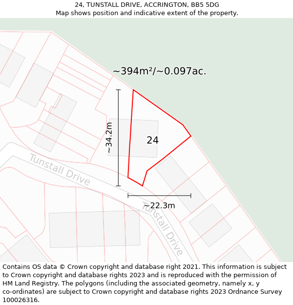 24, TUNSTALL DRIVE, ACCRINGTON, BB5 5DG: Plot and title map