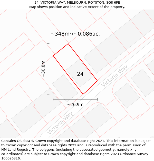 24, VICTORIA WAY, MELBOURN, ROYSTON, SG8 6FE: Plot and title map